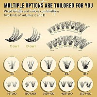 Quewel Lash Clusters 320Pcs Cluster Lashes 35D45D C Curl Lash Clusters Mix916Mm Individual Eyelashes Clusters Wispy Diy Eyelas