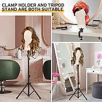 Klvied Reinforced Wig Mannequin Stand With Head Dualuse 22 Inch Canvas Wig Head Display Adjustable Clamp Wig Holder Manikin