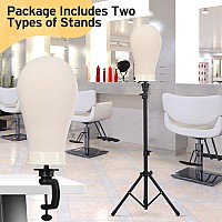 Klvied Reinforced Wig Mannequin Stand With Head Dualuse 22 Inch Canvas Wig Head Display Adjustable Clamp Wig Holder Manikin