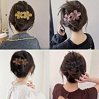 Aiupuoc Flower Hair Clips Matte French Barrettes Black Floral Hairpins Claw Clamps Nonslip Elegant Accessories For Women