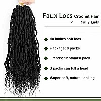 8 Packs Faux Locs Crochet Hair Curly Ends 18 Inch Soft Locs Crochet Dreads Boho Braids Crochet Faux Locs Hair For Women 18Inch