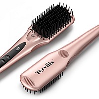 Terviiix Hair Straightener Brush 175 Inch Wide Flat Iron Hair Straightener Brush For Hair Antiscald Ceramic Straightener Com