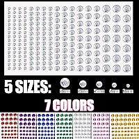 12 Sheets Face Gem Stickers Set 2 With 7 Colors Mixed Shape Crystal Self Adhesive Rhinestones Face Jewels Stick On With Makeup