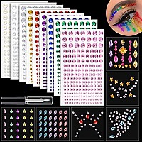 15 Sheets Face Rhinestones And Pearl Stickers Set 4 With 9 Colors Mixed Shape Self Adhesive Gems Face Jewels Stick On With Glu