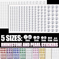 15 Sheets Face Rhinestones And Pearl Stickers Set 4 With 9 Colors Mixed Shape Self Adhesive Gems Face Jewels Stick On With Glu