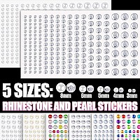 9 Sheets Face Rhinestones And Pearl Stickers Set 1 Rainbow Mixed Shape Self Adhesive Gems Face Jewels Stick On With Makeup Glu