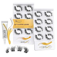 Quewel Lash Clusters Kit 8 Pairs Eyelash Clusters Natural Look Diy Eyelashes Extension Kit With Cluster Lashes Applicator And E