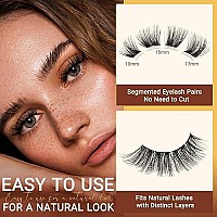 Quewel Lash Clusters Kit 8 Pairs Eyelash Clusters Natural Look Diy Eyelashes Extension Kit With Cluster Lashes Applicator And E