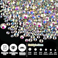 Rhinestones For Nails Manicure Kit With Nail Rhinestone Glue Gel Flat Back Glass Crystal Ab Mixed Color Iridescent Chameleon