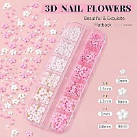 3D Flowers For Nails Colorful Acrylic Flower Nail Charms With Caviar Beads Flat Back Glass Crystal Ab Clear Gemstones Round