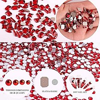 2680 Pcs 3D Red Nail Rhinestones 120Pcs Big Red Glass Crystal Nail Gems Stones Charms Stones With Bling Diamond Flatback Round