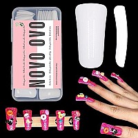 Novo Ovo 120 Pcs Full Cover Duck Feet Nail Tips Press On For Acrylic White Mediumlong Coverage Flare Y2K Vibe Wide French Soft