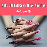 Novo Ovo 120 Pcs Full Cover Duck Feet Nail Tips Press On For Acrylic White Mediumlong Coverage Flare Y2K Vibe Wide French Soft