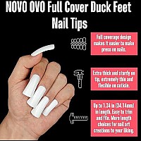 Novo Ovo 120 Pcs Full Cover Duck Feet Nail Tips Press On For Acrylic White Mediumlong Coverage Flare Y2K Vibe Wide French Soft