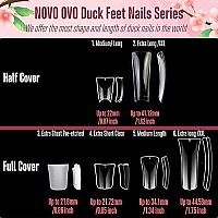 Novo Ovo 120 Pcs Full Cover Duck Feet Nail Tips Press On For Acrylic White Mediumlong Coverage Flare Y2K Vibe Wide French Soft