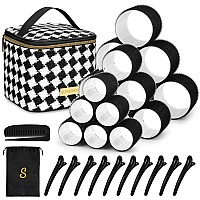 Hair Roller Set 18 Pcs Heatless Self Grip Rollers With Clips And Comb Salon Curlers For Diy Styles 3 Sizes In 1 Set By Sungen