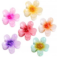 Matte Flower Hair Claw Clips Set Of 6 For Women Large Nonslip Strong Hold Clips For Thickthin Hair Cute Daisy Hair Accessori