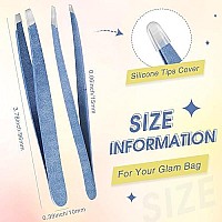 12 Pieces Eyebrow Tweezers Stainless Steel Slant Tip Tweezers Facial Hair Eyebrow Precision Tweezers For Men And Women Sky Blue