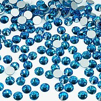 Qiipii 1440Pcs Ss16 40Mm Capri Blue Flatback Rhinestones Bulk K9 Glass Blue Gems Round Beads Stones Diamonds Nail Charms Jewels