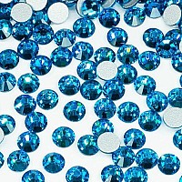 Qiipii 1440Pcs Ss20 48Mm Capri Blue Flatback Rhinestones Bulk K9 Glass Blue Gems Round Beads Stones Diamonds Nail Charms Jewels