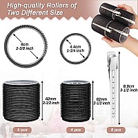 Self Grip Hair Rollers Curlers 16 Pcs Set With 8Pcs Hair Rollers 2 Sizes 4 Jumbo 4 Large And 8 Pcs Hair Clips For Long Mediu