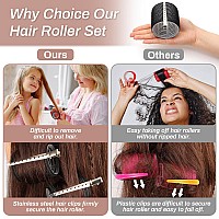 Self Grip Hair Rollers Curlers 16 Pcs Set With 8Pcs Hair Rollers 2 Sizes 4 Jumbo 4 Large And 8 Pcs Hair Clips For Long Mediu