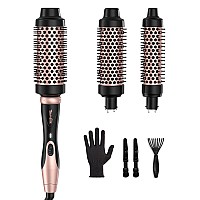 Terviiix 3 In 1 Thermal Brush Set Ceramic Curling Wand Fast Heating Hot Brush 3 Interchangeable Travel Curling Irons For Shor