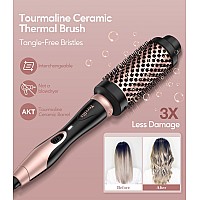 Terviiix 3 In 1 Thermal Brush Set Ceramic Curling Wand Fast Heating Hot Brush 3 Interchangeable Travel Curling Irons For Shor