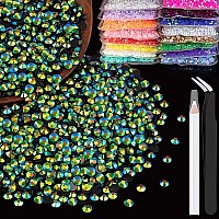 Belleboost 4000Pcs 4Mm Resin Rhinestones Bulk Emerald Black Ab Flatback Round Jelly Rhinestones Non Hotfix Crystal Gems Large Q