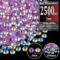 2500Pcs 5Mm Resin Rhinestones Bulk Transparent Lavender Purple Ab Flatback Round Jelly Rhinestones Non Hotfix Crystal Gems Larg