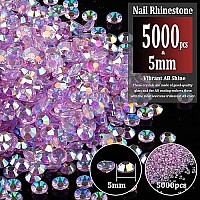 5000Pcs 5Mm Resin Rhinestones Bulk Transparent Lavender Purple Ab Flatback Round Jelly Rhinestones Non Hotfix Crystal Gems Larg