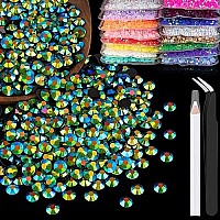 Belleboost 1500Pcs 6Mm Resin Rhinestones Bulk Emerald Black Ab Flatback Round Jelly Rhinestones Non Hotfix Crystal Gems Large Q