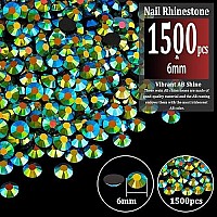 Belleboost 1500Pcs 6Mm Resin Rhinestones Bulk Emerald Black Ab Flatback Round Jelly Rhinestones Non Hotfix Crystal Gems Large Q