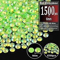 Belleboost 1500Pcs 6Mm Resin Rhinestones Bulk Fluorescent Green Ab Flatback Round Jelly Rhinestones Non Hotfix Crystal Gems Lar