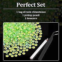 Belleboost 1500Pcs 6Mm Resin Rhinestones Bulk Fluorescent Green Ab Flatback Round Jelly Rhinestones Non Hotfix Crystal Gems Lar