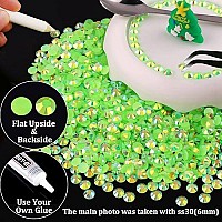 Belleboost 1500Pcs 6Mm Resin Rhinestones Bulk Fluorescent Green Ab Flatback Round Jelly Rhinestones Non Hotfix Crystal Gems Lar