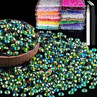 2000Pcs 6Mm Resin Rhinestones Bulk Emerald Black Ab Flatback Round Jelly Rhinestones Non Hotfix Crystal Gems Large Quantity Who