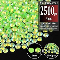 Belleboost 2500Pcs 5Mm Resin Rhinestones Bulk Fluorescent Green Ab Flatback Round Jelly Rhinestones Non Hotfix Crystal Gems Lar