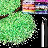 Belleboost 5000Pcs 2Mm Resin Rhinestones Bulk Transparent Grass Green Ab Flatback Round Jelly Rhinestones Non Hotfix Crystal Ge