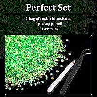 Belleboost 5000Pcs 2Mm Resin Rhinestones Bulk Transparent Grass Green Ab Flatback Round Jelly Rhinestones Non Hotfix Crystal Ge