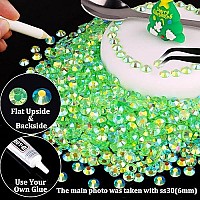 Belleboost 5000Pcs 2Mm Resin Rhinestones Bulk Transparent Grass Green Ab Flatback Round Jelly Rhinestones Non Hotfix Crystal Ge