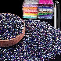 6000Pcs 4Mm Resin Rhinestones Bulk Purplish Black Ab Flatback Round Jelly Rhinestones Non Hotfix Crystal Gems Large Quantity Wh