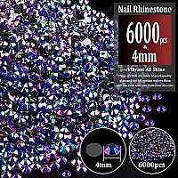 6000Pcs 4Mm Resin Rhinestones Bulk Purplish Black Ab Flatback Round Jelly Rhinestones Non Hotfix Crystal Gems Large Quantity Wh