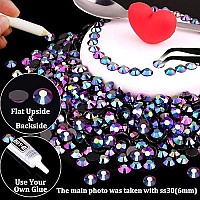 6000Pcs 4Mm Resin Rhinestones Bulk Purplish Black Ab Flatback Round Jelly Rhinestones Non Hotfix Crystal Gems Large Quantity Wh