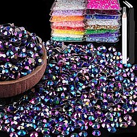 2000Pcs 6Mm Resin Rhinestones Bulk Purplish Black Ab Flatback Round Jelly Rhinestones Non Hotfix Crystal Gems Large Quantity Wh