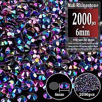 2000Pcs 6Mm Resin Rhinestones Bulk Purplish Black Ab Flatback Round Jelly Rhinestones Non Hotfix Crystal Gems Large Quantity Wh