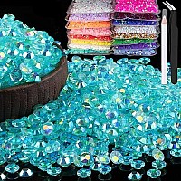 2000Pcs 6Mm Resin Rhinestones Bulk Transparent Lake Blue Ab Flatback Round Jelly Rhinestones Non Hotfix Crystal Gems Large Quan