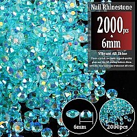 2000Pcs 6Mm Resin Rhinestones Bulk Transparent Lake Blue Ab Flatback Round Jelly Rhinestones Non Hotfix Crystal Gems Large Quan