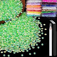 Belleboost 4000Pcs 4Mm Resin Rhinestones Bulk Transparent Grass Green Ab Flatback Round Jelly Rhinestones Non Hotfix Crystal Ge