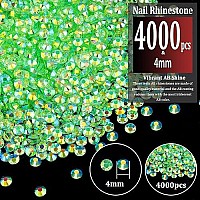 Belleboost 4000Pcs 4Mm Resin Rhinestones Bulk Transparent Grass Green Ab Flatback Round Jelly Rhinestones Non Hotfix Crystal Ge